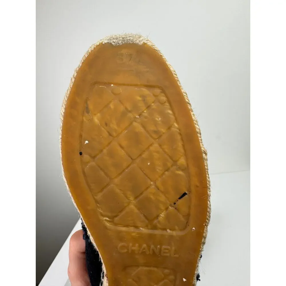 CHANEL Womens Black Canvas High Top Lace Up Espadrille Sneakers Sz EU 37 US 6.5 - Picture 12 of 13